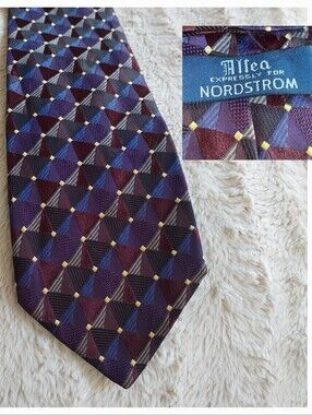 Nordstrom Men’s Tie Burgundy & Blue Geometric Silk Tie by Altea